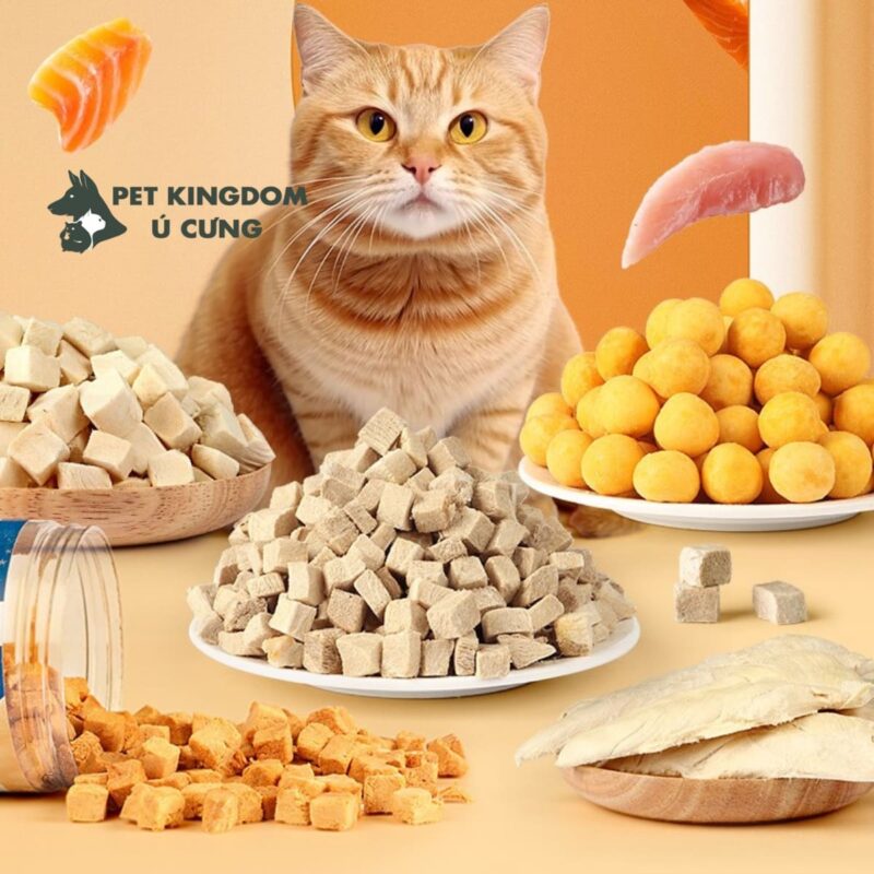 Ức Gà Sấy Khô, Lòng Đỏ Trứng, Viên Catnip Rau Củ Cho Chó Mèo Gói 20g