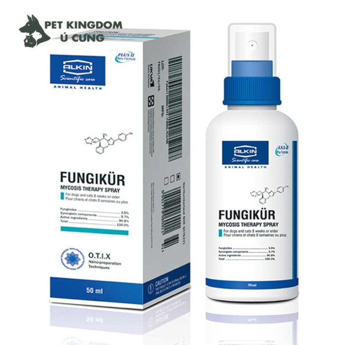 Alkin Fungikur - Mitecyn Thuốc Xịt Trị Nấm Ngứa, Viêm Da, Ghẻ Cho Chó Mèo Chai 50ml