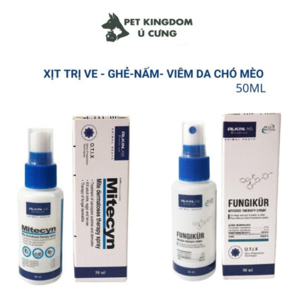 Alkin Fungikur - Mitecyn Thuốc Xịt Trị Nấm Ngứa, Viêm Da, Ghẻ Cho Chó Mèo Chai 50ml